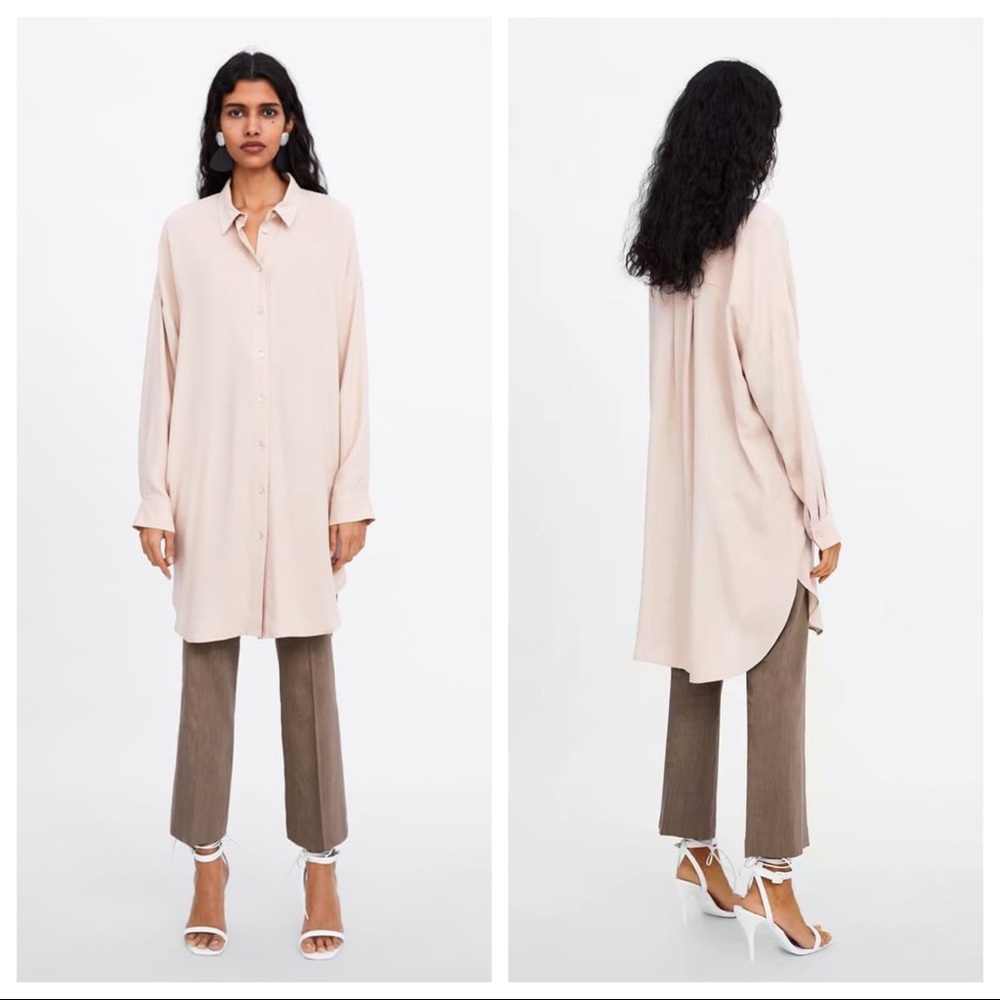Zara Cream Viscose Flowy Shirt. Size L. - Picture 2 of 8